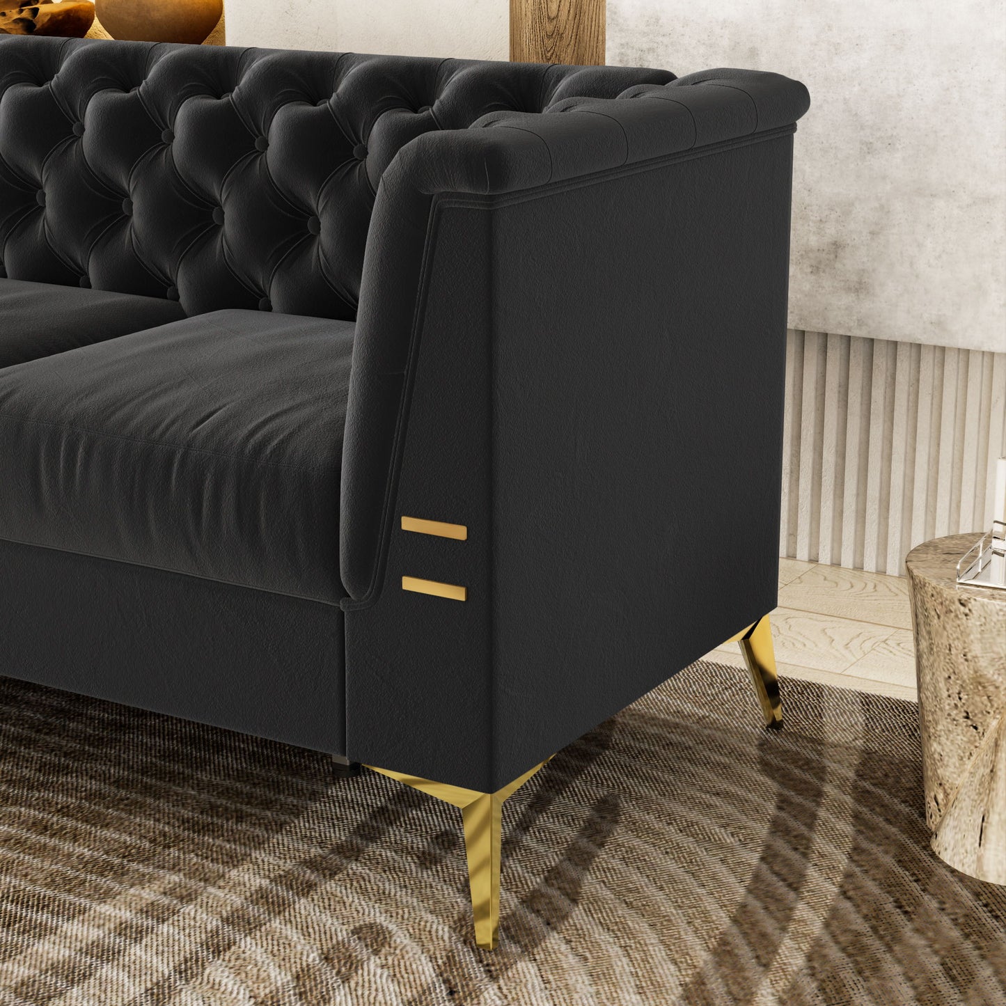 Luxurious Sofa With Legs, Modern Chesterfield Design, Tufted Upholstery, 3 Seat Couch For Living Room And Office Home Essentials