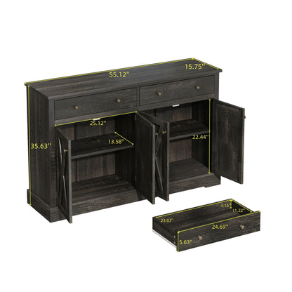 Vintage Sideboard With 2 Drawers And Four Doors For Living Room Home Essentials