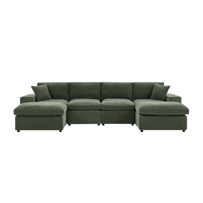 Upholstered Symmetrical Modular Sectional With 6 Seating Home Essentials