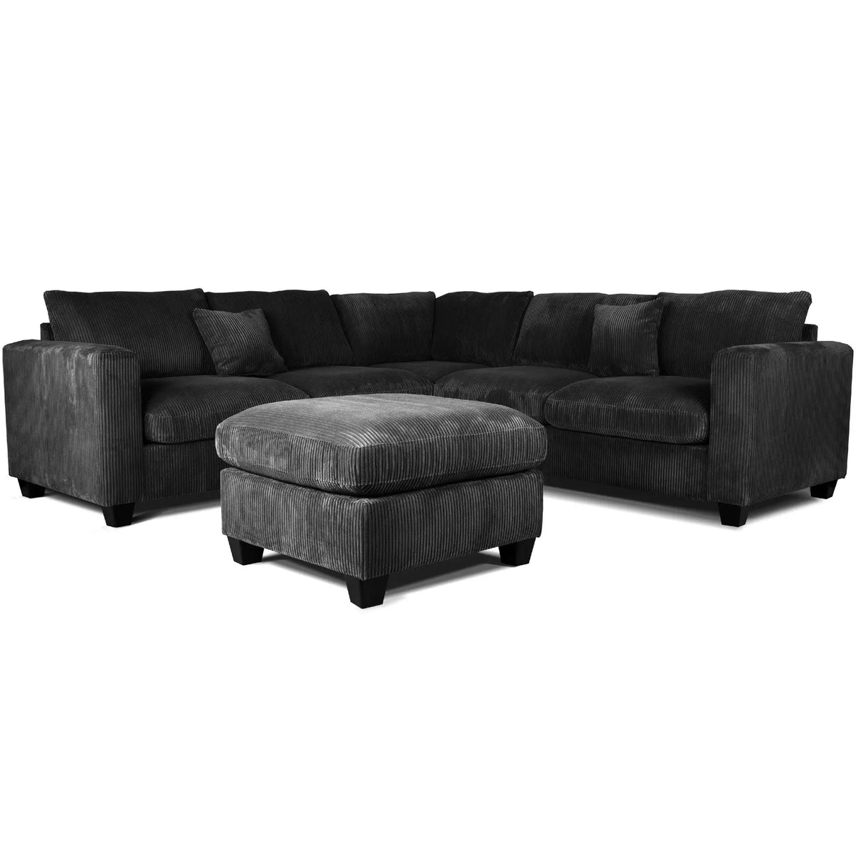 Modern Style L-Shaped Sectional Set With Ottoman Home Essentials