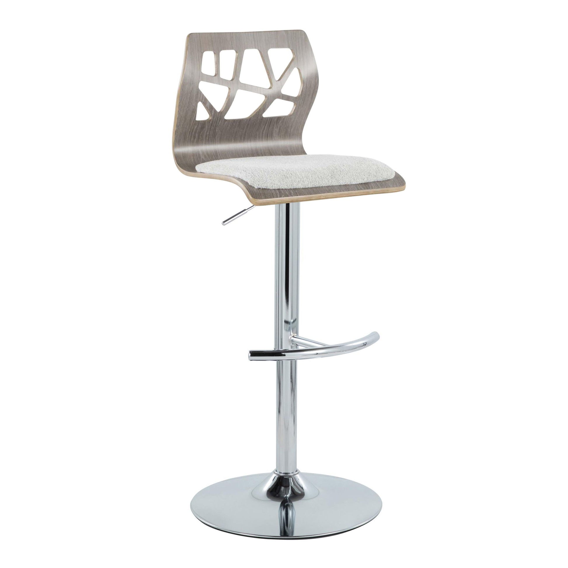 Folia - Contemporary Adjustable Barstool With Swivel With Rounded T Footrest (Set of 2) Lumi Source