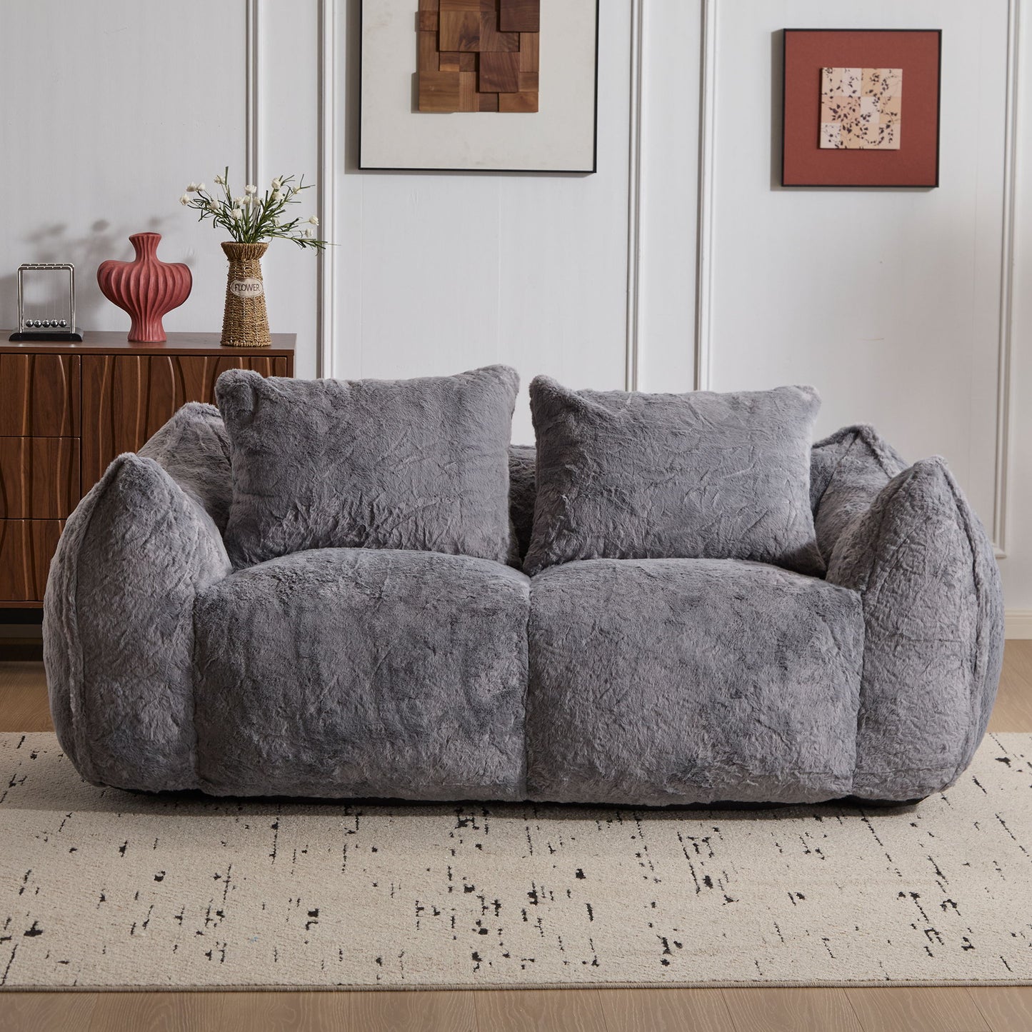 Giant Bean Bag Couch, Ultra Soft Fluffy Loveseat For Living Room Home Essentials