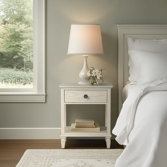 Victoria - One-Drawer Bedside Table With Shelf - Antique Cream Madison Park Signature