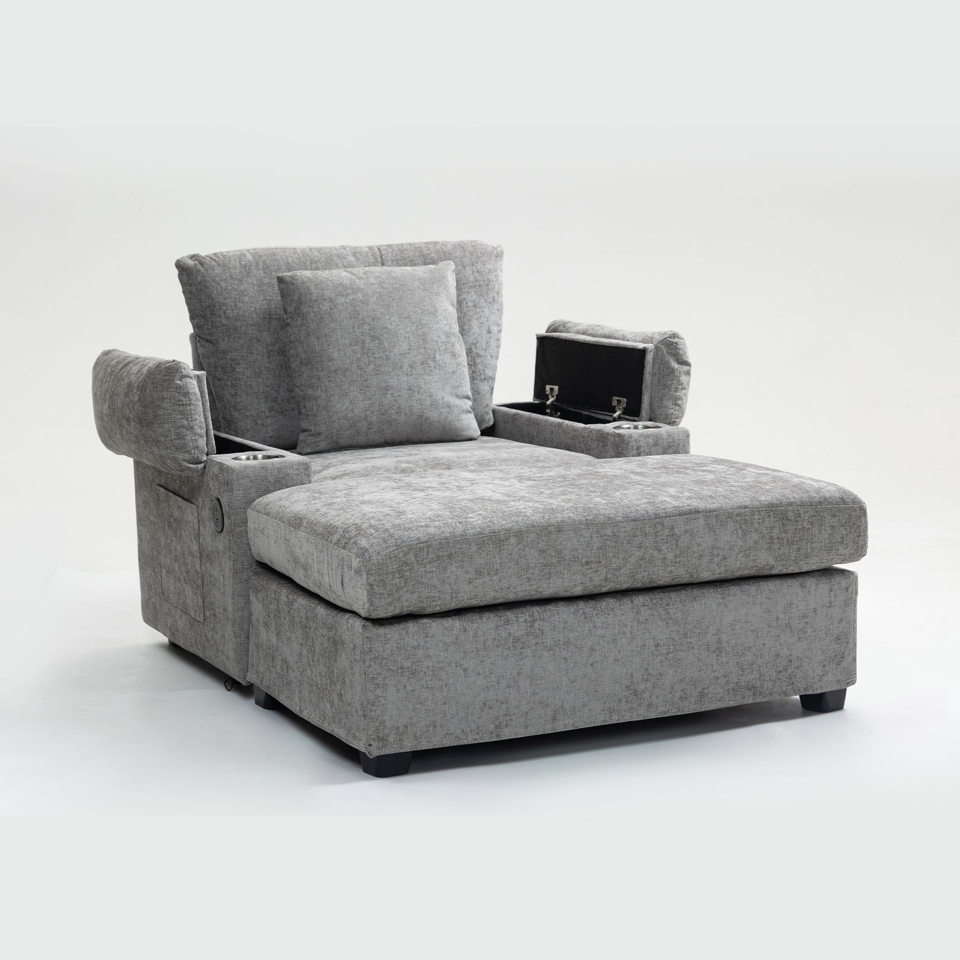 Modern Oversized Chair With Ottoman, Cupholders And USB Charging Ports Home Essentials