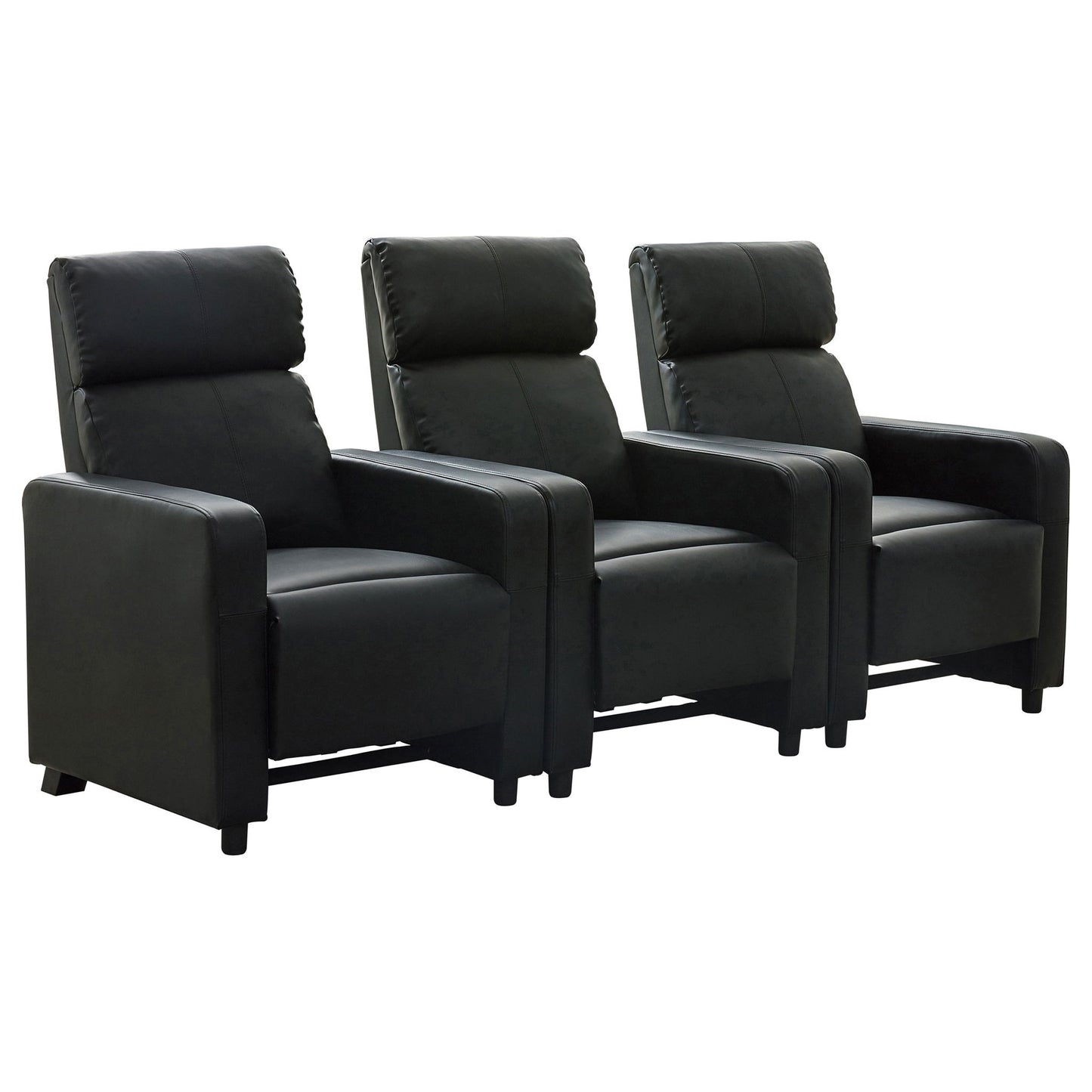 Warren - 3 Seater Reclining Home Theater - Black Furniture Max