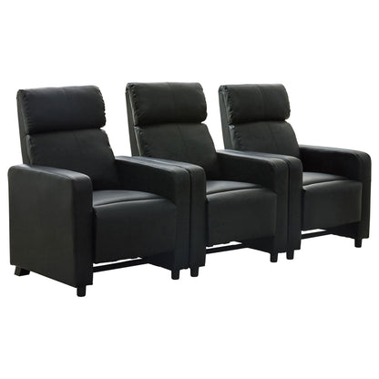 Warren - 3 Seater Reclining Home Theater - Black Furniture Max