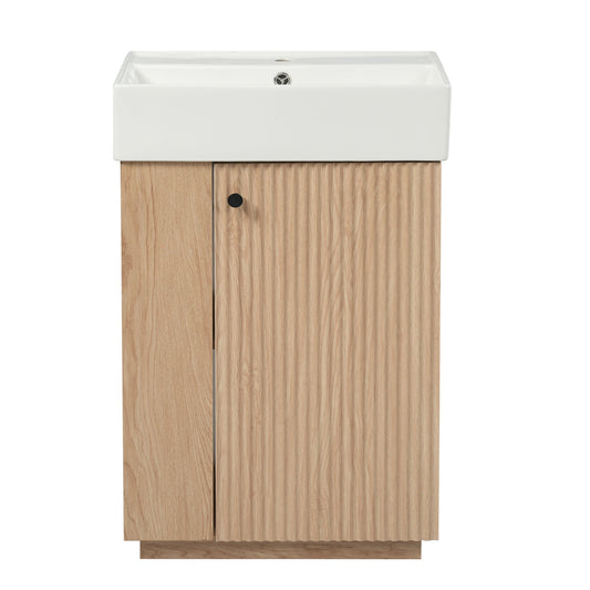 Bathroom Vanity With Sink, Freestanding Wood Grain Cabinet With Storage Hearth and Haven