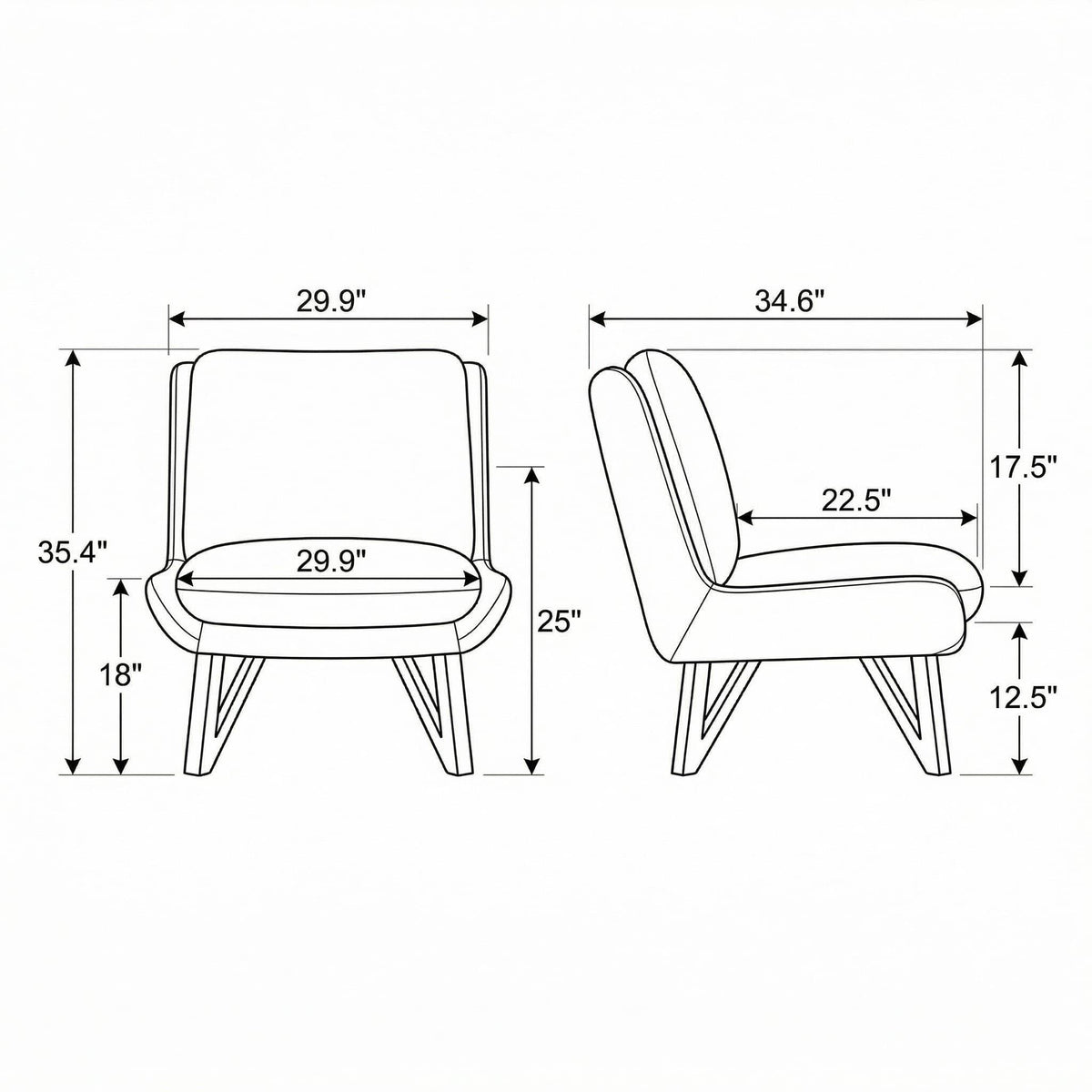 Armless Accent Chair - Dark Navy Emerald Home