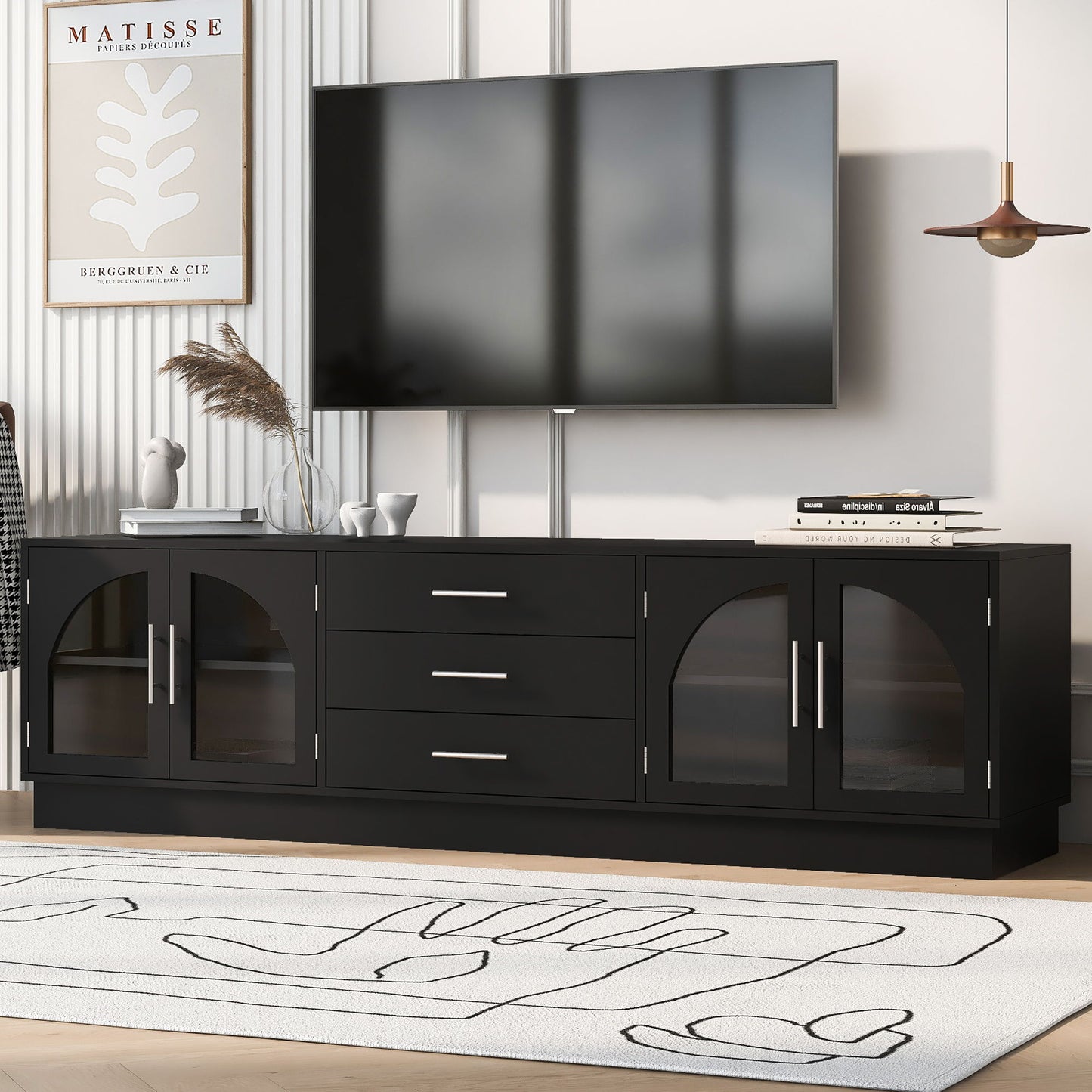 Modern Minimalist TV Stand, Entertainment Center Media Console Cabinet With Adjustable Shelves For Living Room Hearth and Haven