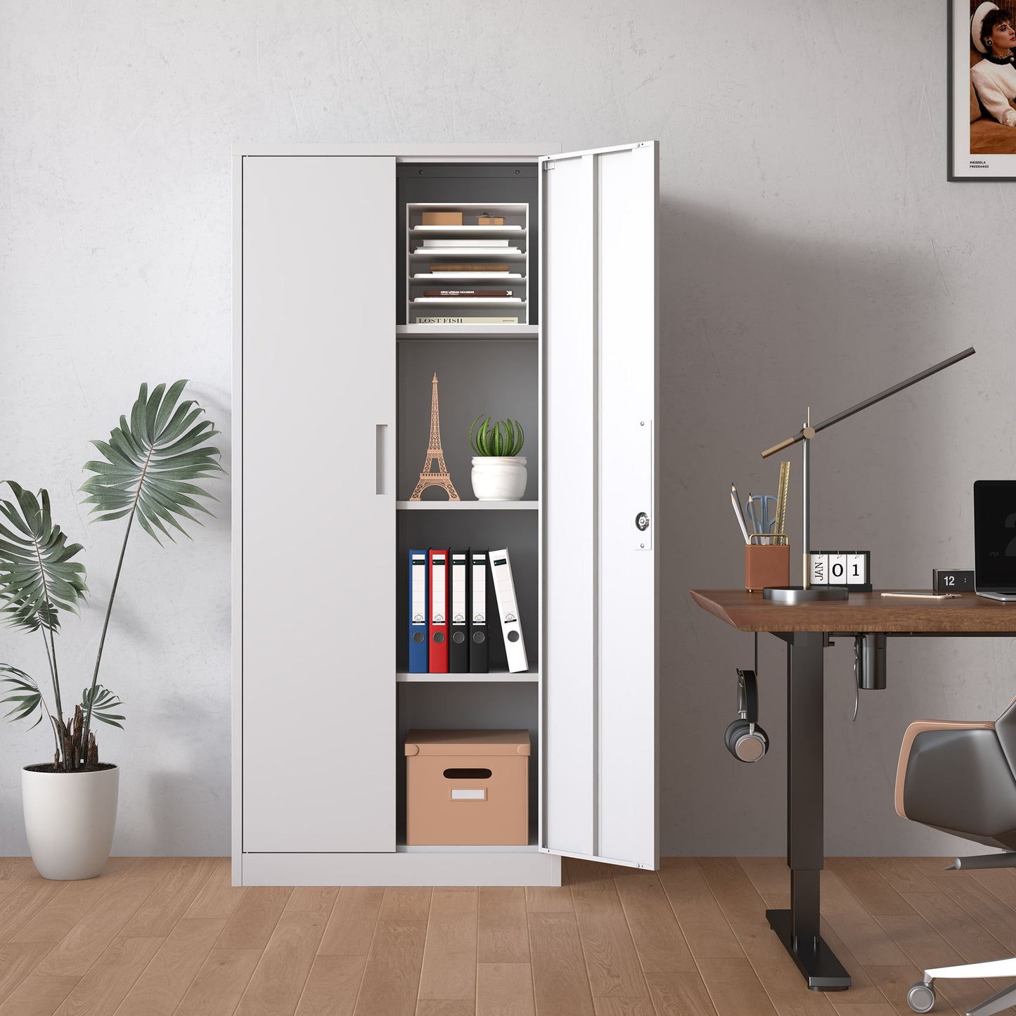 Heavy Metal Garage Storage Cabinet With Locking Doors, Steel, Adjustable Shelves Daily Nest
