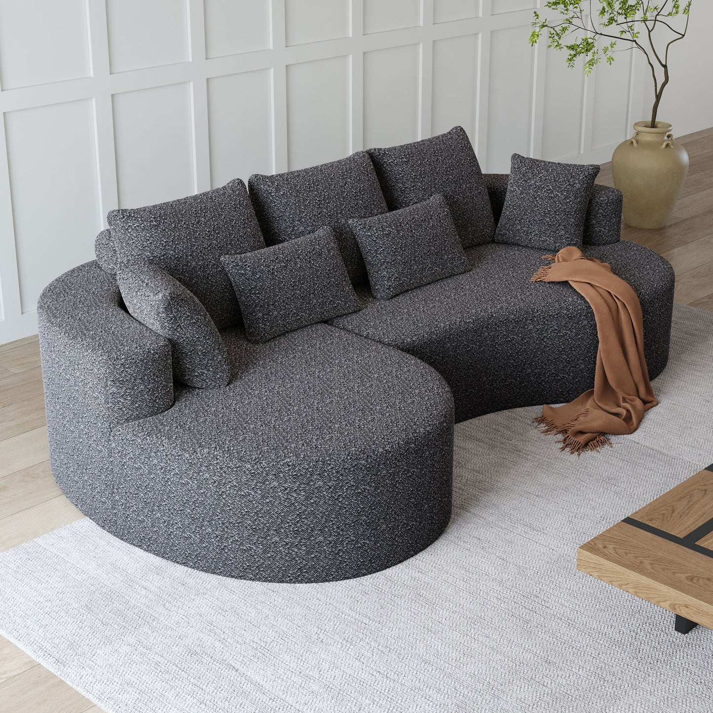 Curved Oversized Sectional Sofa With Extra Deep Seat Home Essentials