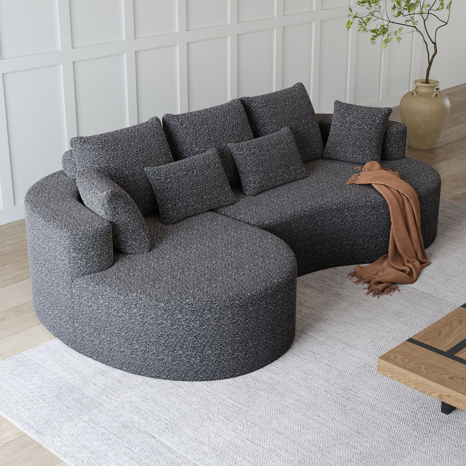 Curved Oversized Sectional Sofa With Extra Deep Seat Home Essentials