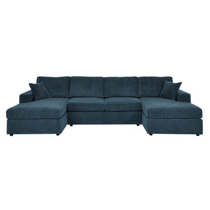 3 Piece Corduroy Double Chaise Sectional Sofa The Soft House