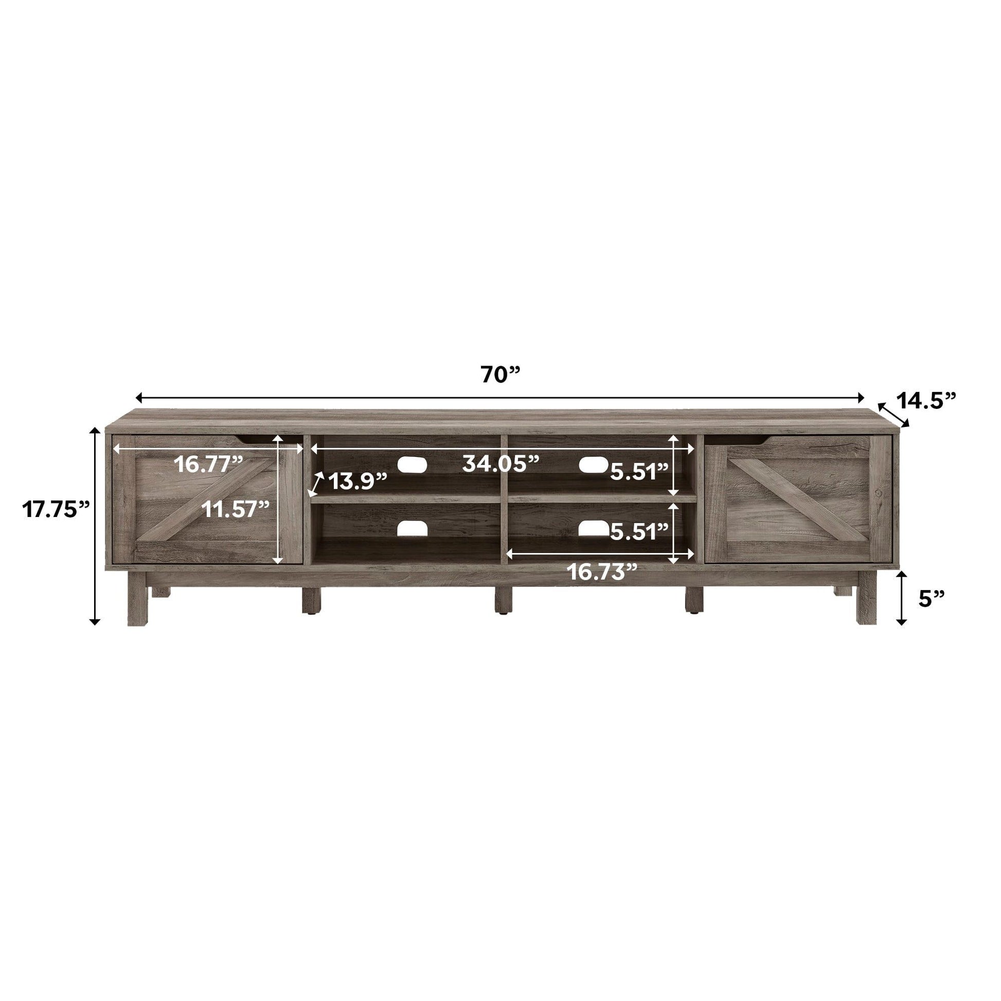 Rustic Barndoor Open-Storage TV Stand For TVs Up To 80" Walker Edison
