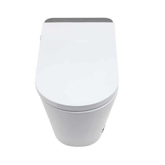 Smart Bidet Toilet Combo With Auto Open & Close, Heated Seat, Foot Sensor Flush, LED Display, Ceramic - White Daily Nest