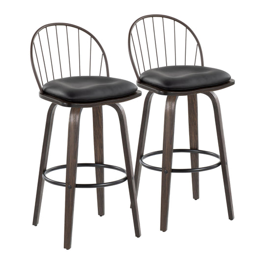 Riley - Industrial / Urban Fixed Height Barstool With Swivel With Removable Cushion (Set of 2) Lumi Source