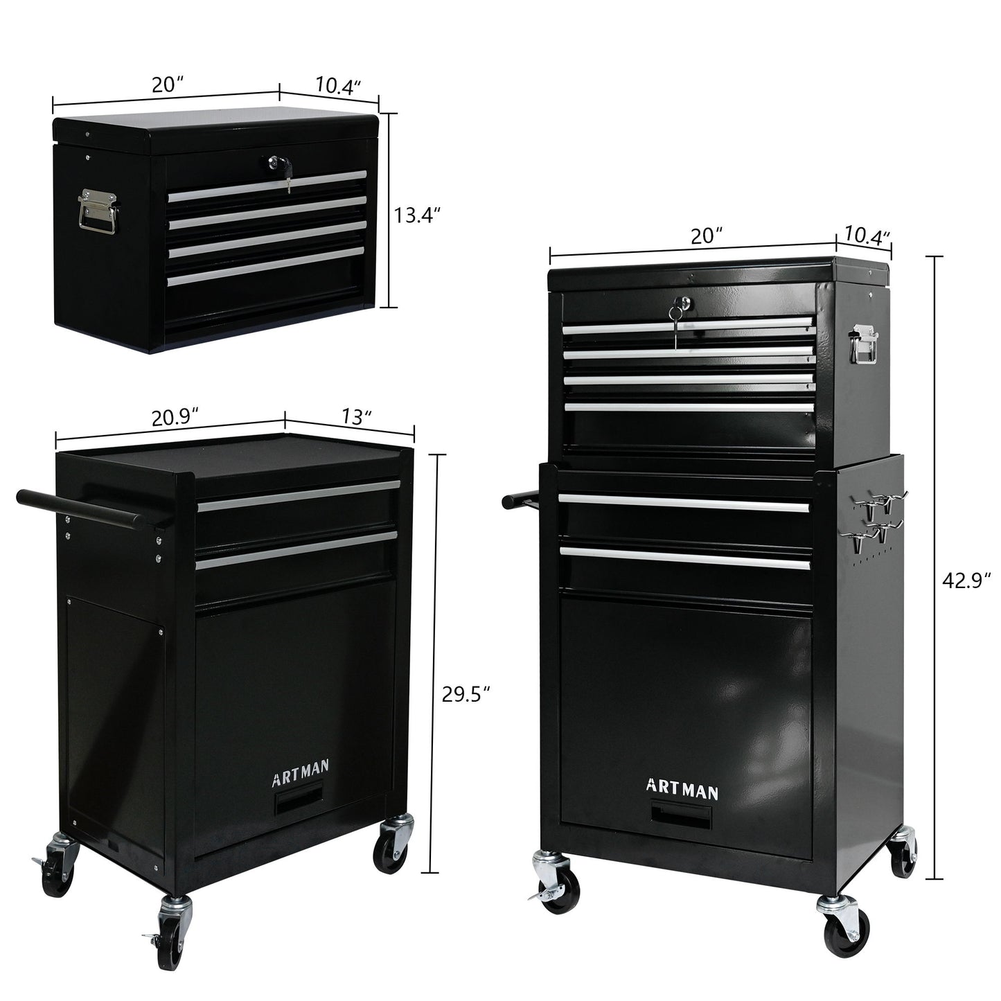 High Capacity Rolling Tool Chest With Wheels And Drawers, Storage Cabinet Daily Nest