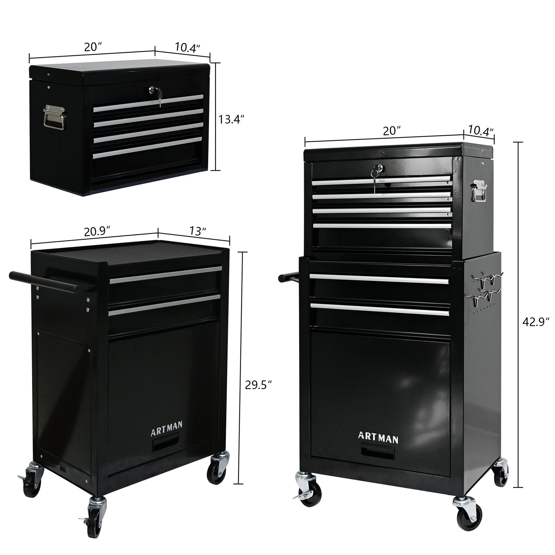 High Capacity Rolling Tool Chest With Wheels And Drawers, Storage Cabinet Daily Nest