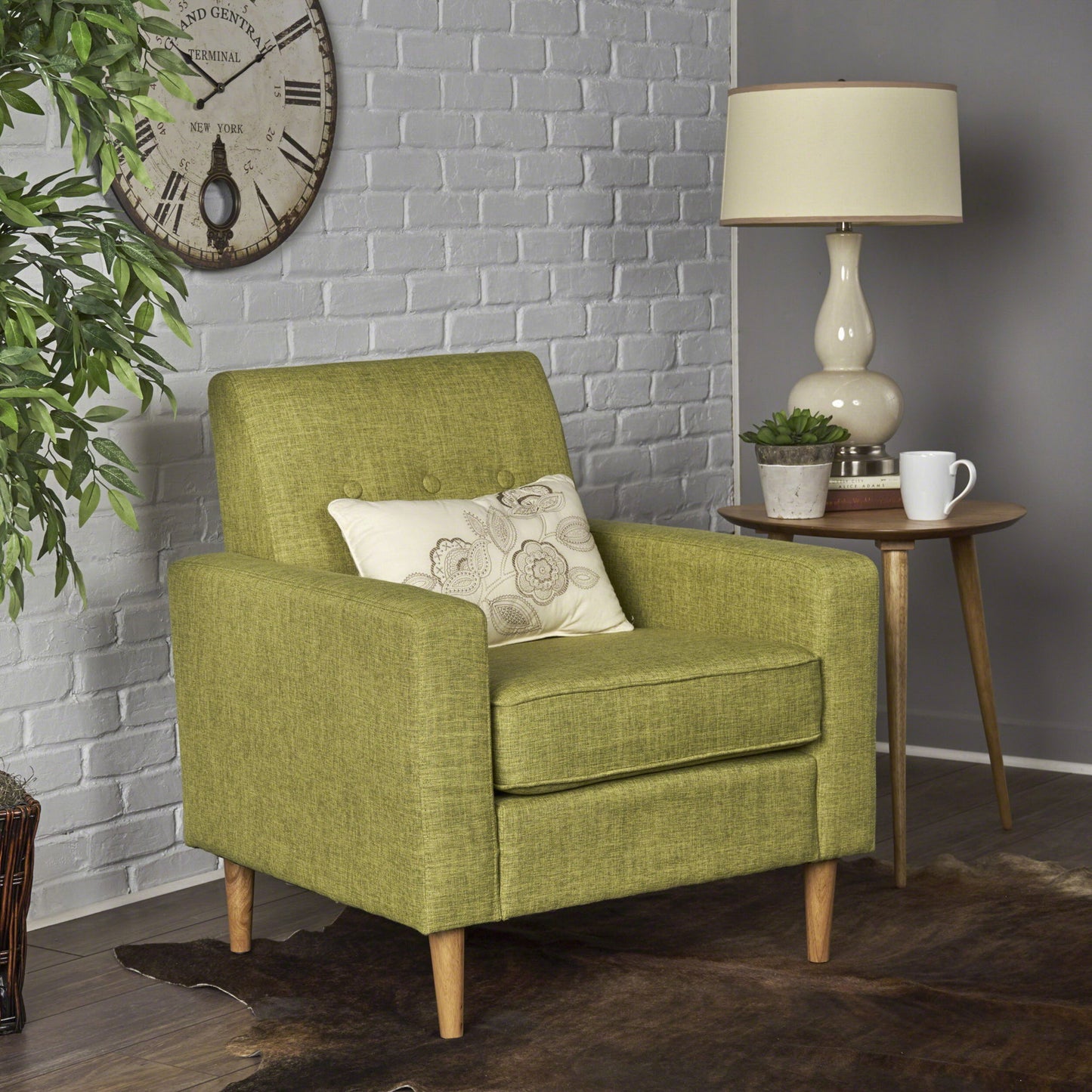 Nebulize - Upholstered Fabric Club Chair With Button Tufted And Square Off Arm And Back Noble House