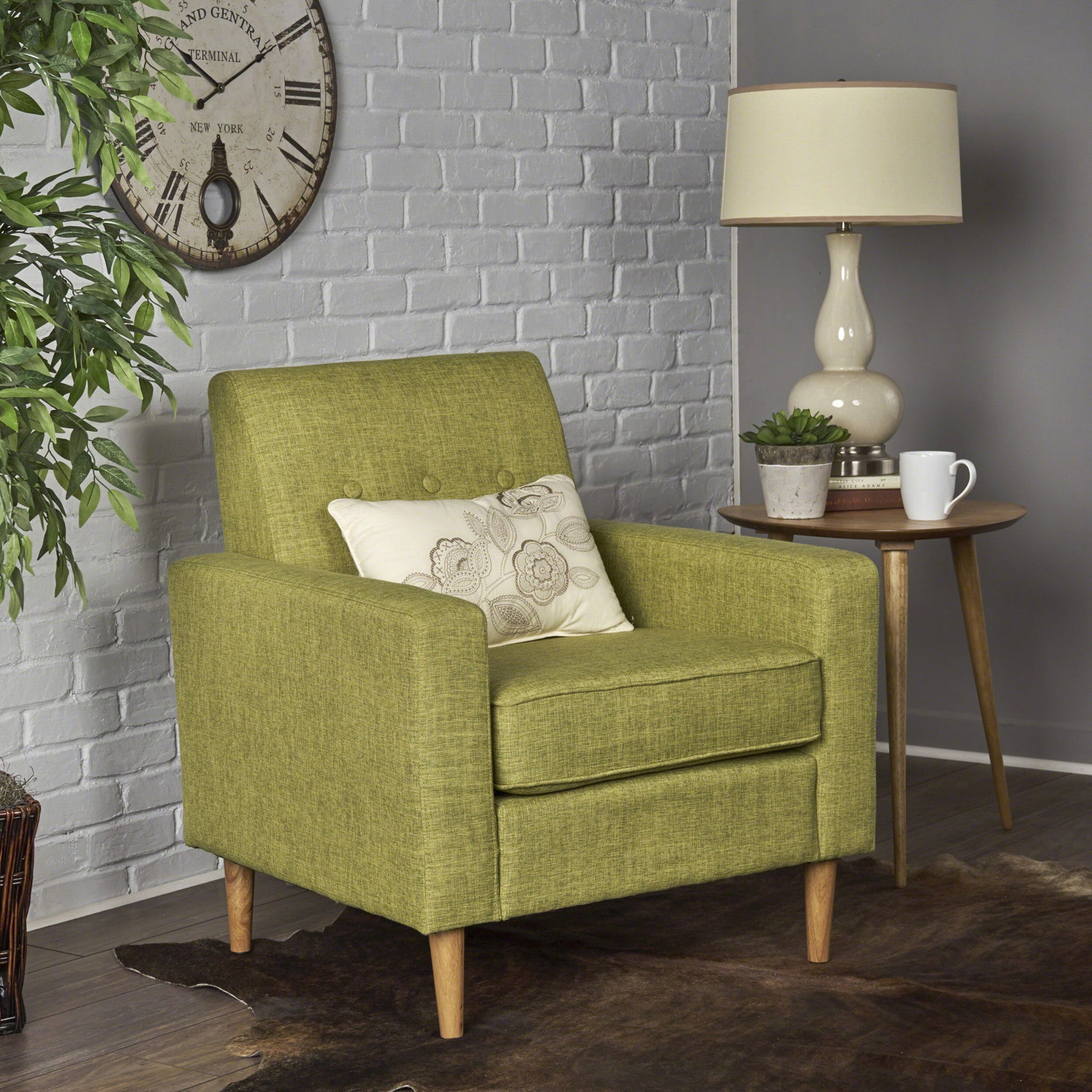 Nebulize - Upholstered Fabric Club Chair With Button Tufted And Square Off Arm And Back Noble House