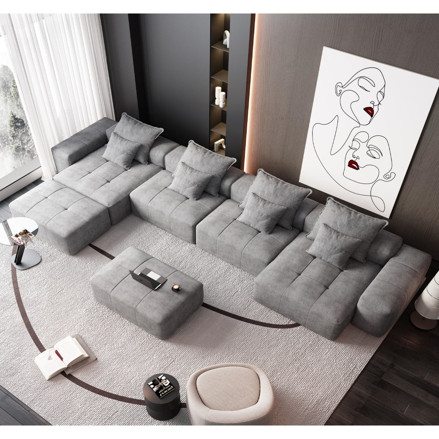 Modern Oversized Diy Combination Modular Sectional Sofa With Pillows Home Essentials