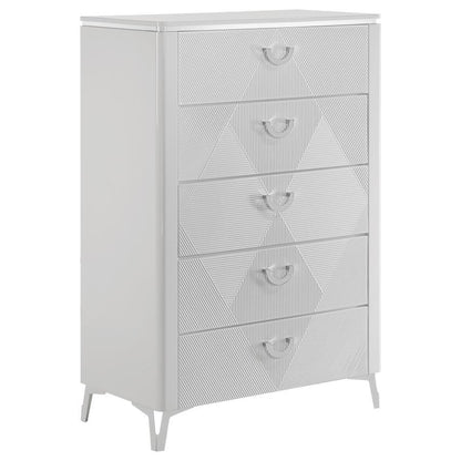 Cassia - 5-Drawer Bedroom Chest Of Drawers - White High Gloss Coaster Fine Furniture
