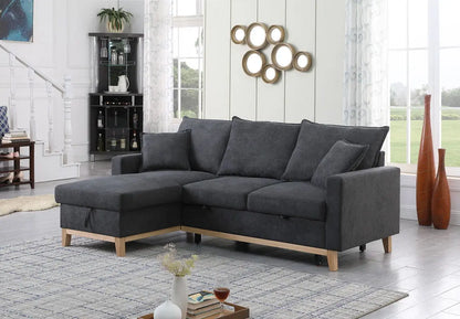 Colton - Reversible Sleeper Sectional Sofa With Storage Chaise - Dark Gray Lilola Home