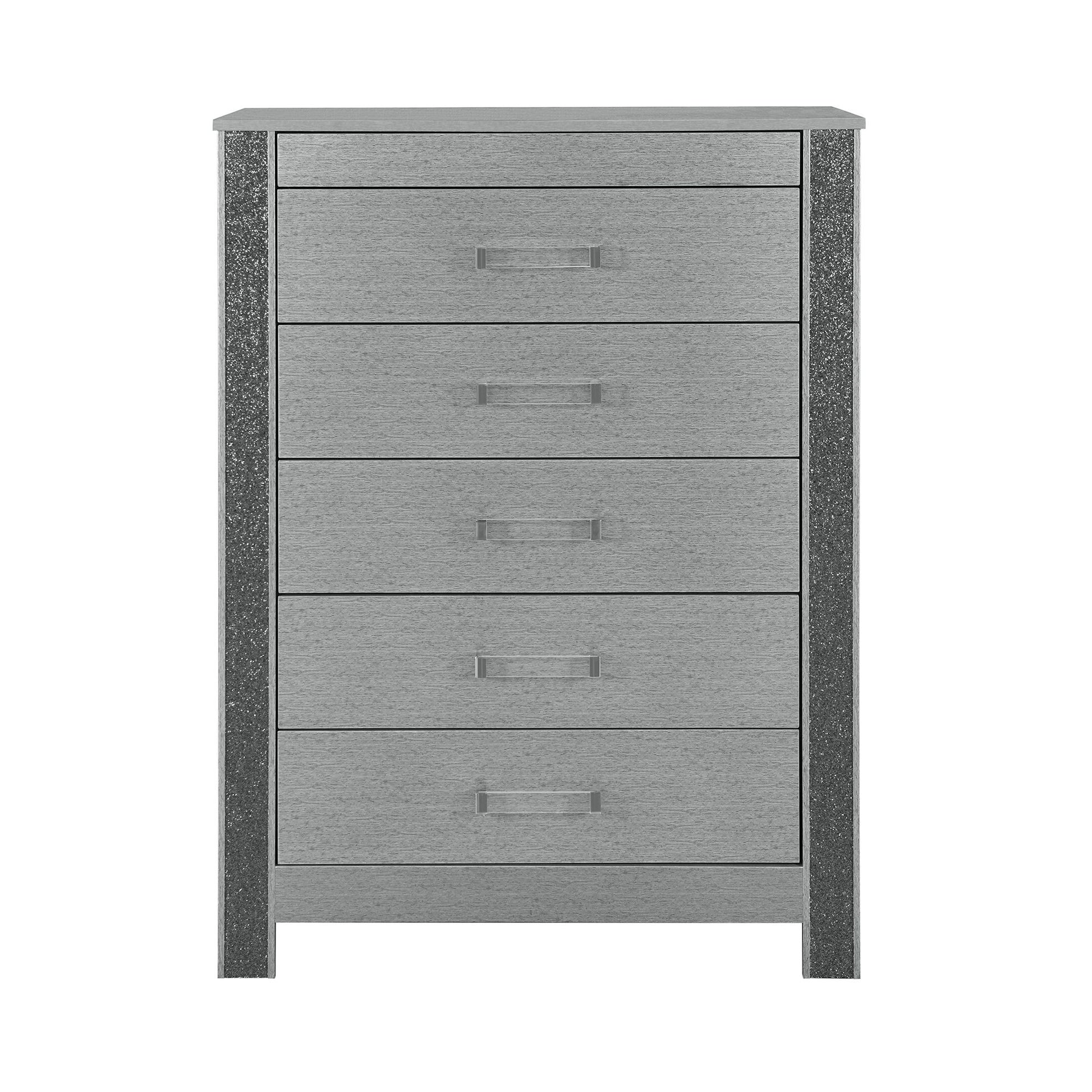 Lorenzo - Chest With Hidden Jewelry Compartment And Bar Handle - Silver Global Furniture USA
