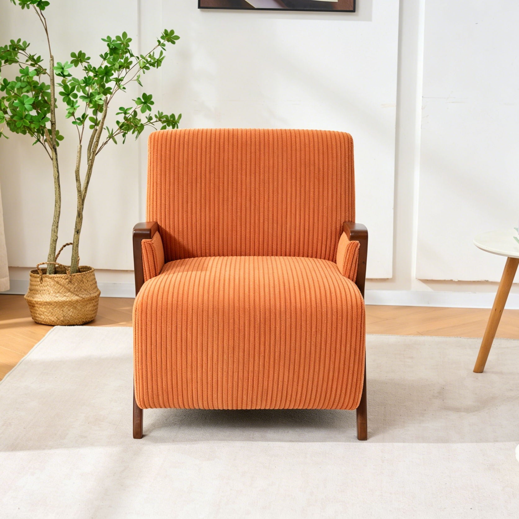 Armrest Accent Chair - Dark Orange Home Essentials