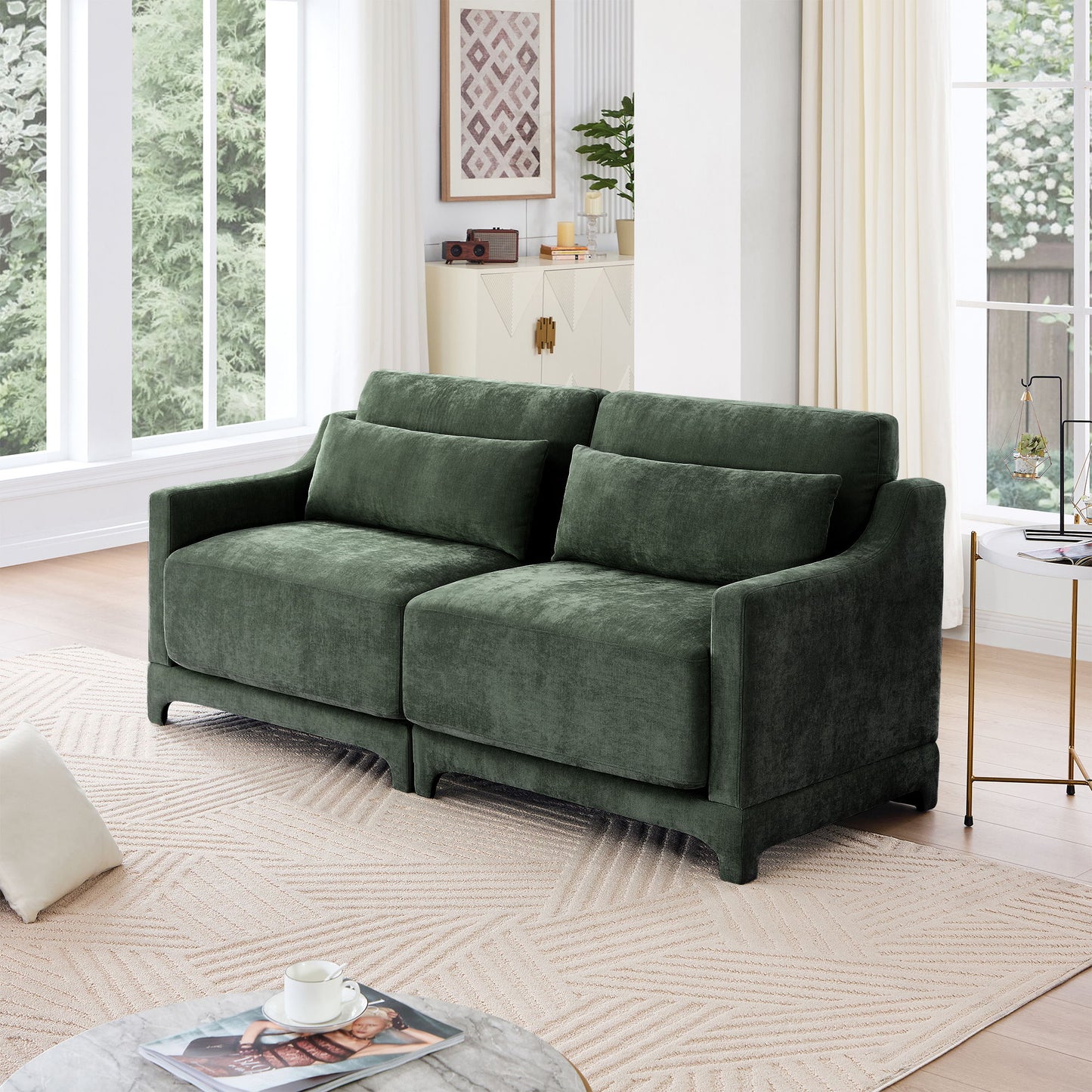 Elegant Sofa With Ergonomic Design And Lumbar Pillows Home Essentials