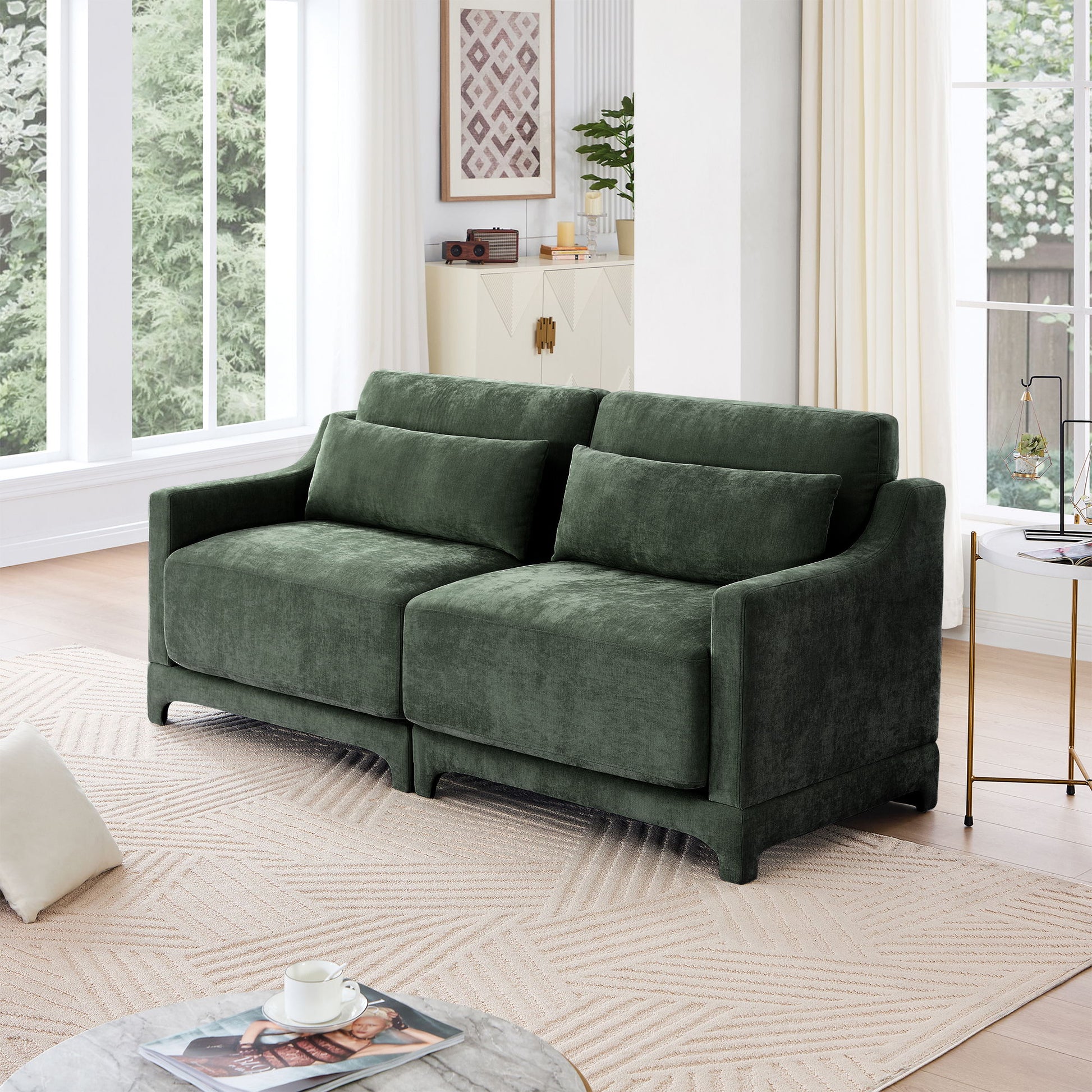 Elegant Sofa With Ergonomic Design And Lumbar Pillows Home Essentials
