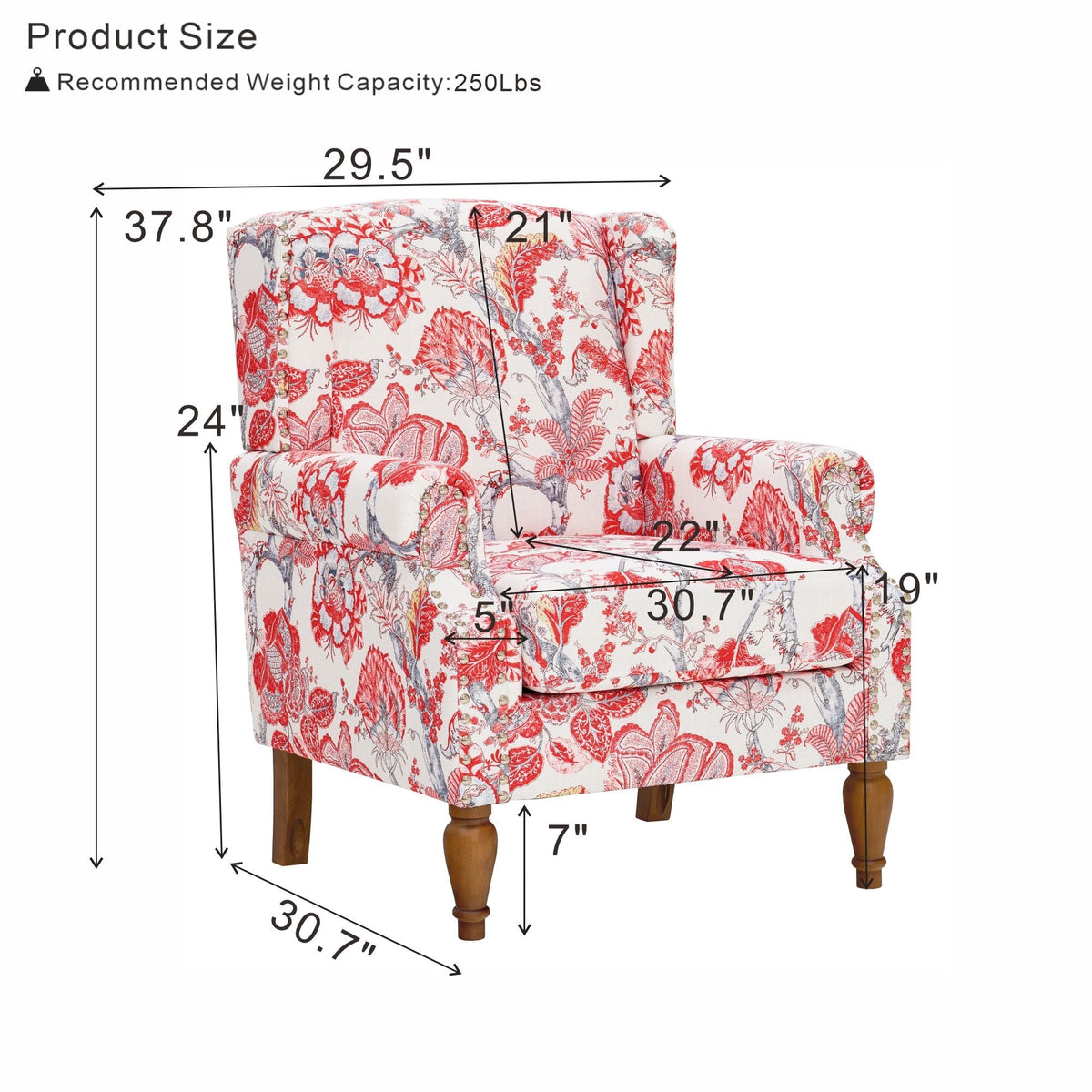 Accent Chair With Floral Upholstery And Nailhead Trim Home Essentials