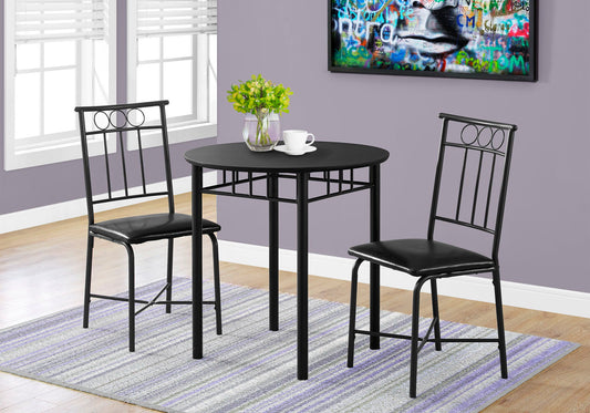 3 Pieces Dining Table Set, Small, Round, Contemporary & Modern 8th Street