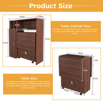 Multifunctional Folding Dining Table With Wall-Mounted Sideboard & Storage Home Essentials