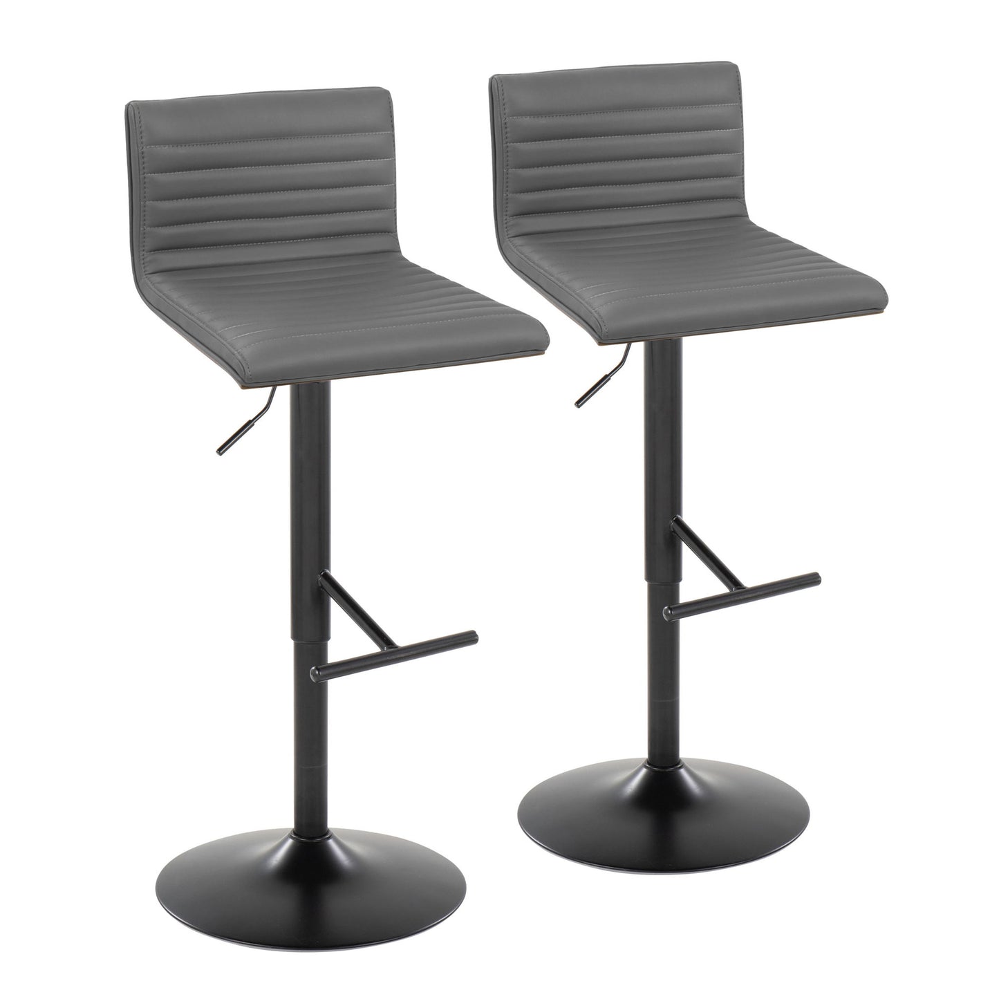 Mason - Contemporary Adjustable Barstool With Swivel With Straight T Footrest (Set of 2) Lumi Source