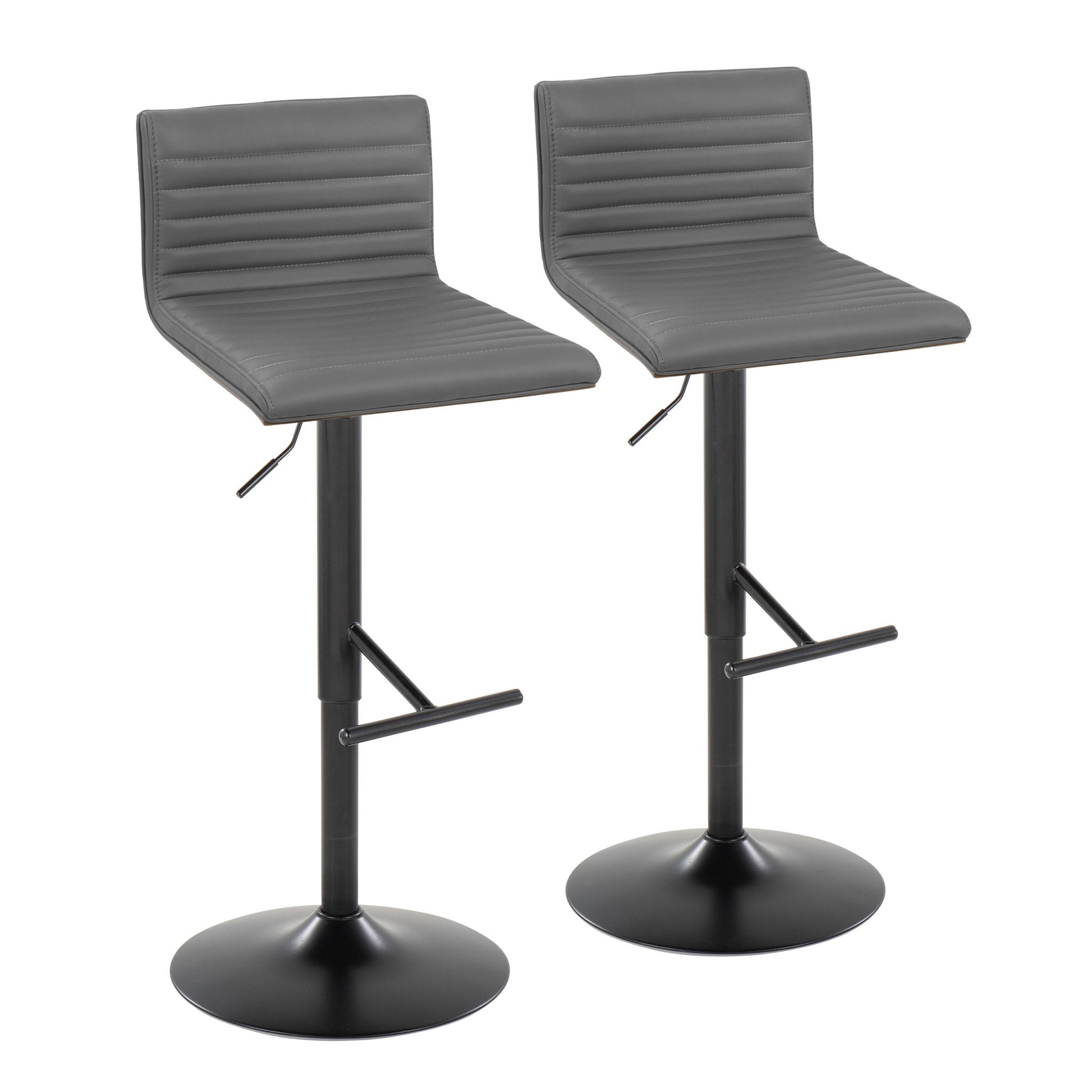 Mason - Contemporary Adjustable Barstool With Swivel With Straight T Footrest (Set of 2) Lumi Source