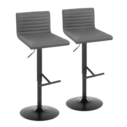 Mason - Contemporary Adjustable Barstool With Swivel With Straight T Footrest (Set of 2) Lumi Source