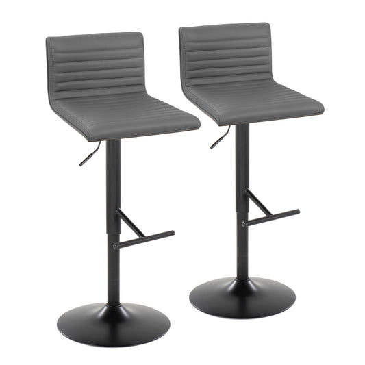 Mason - Contemporary Adjustable Barstool With Swivel With Straight T Footrest (Set of 2) Lumi Source