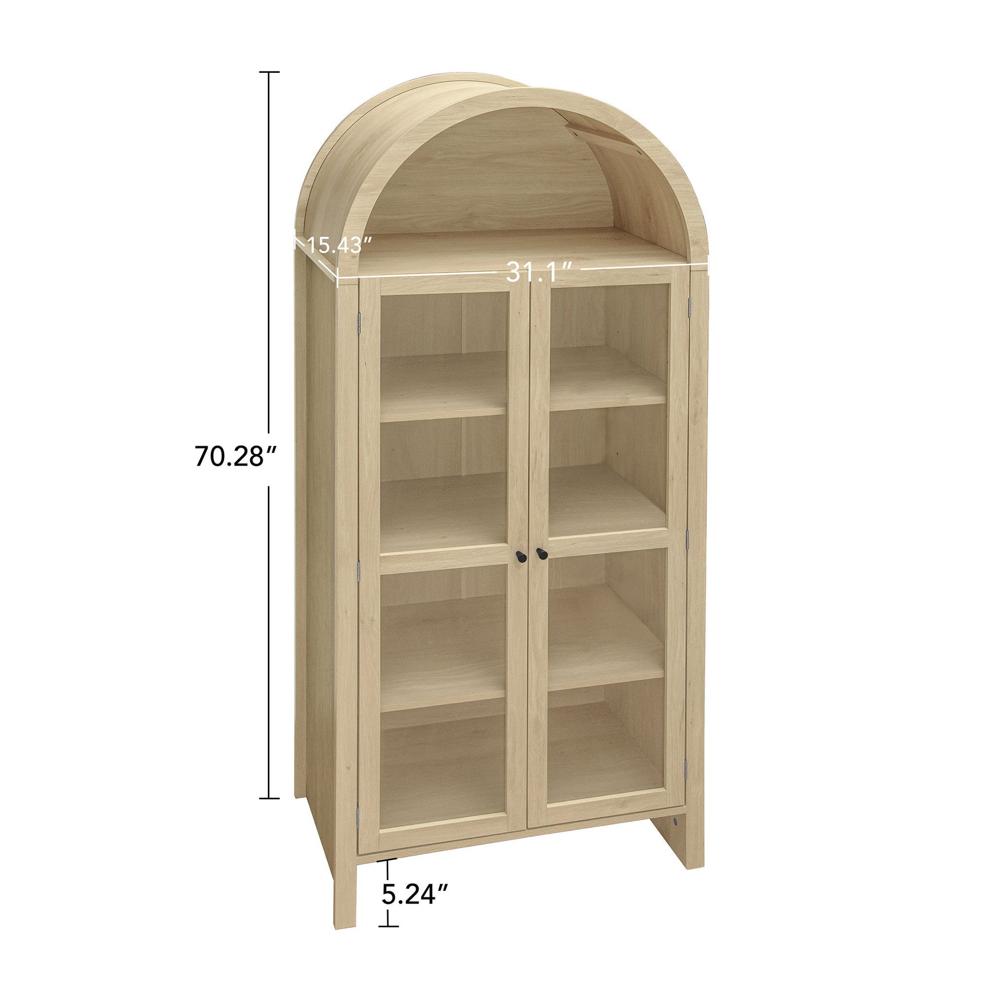 Tall Arched Kitchen Pantry, Modern Farmhouse Wood Kitchen Storage Cabinets, Arched Storage Display Cabinet With Adjustable Shelves, Versatile Cupboard For Kitchen, Dining Room - Natural Home Essentials