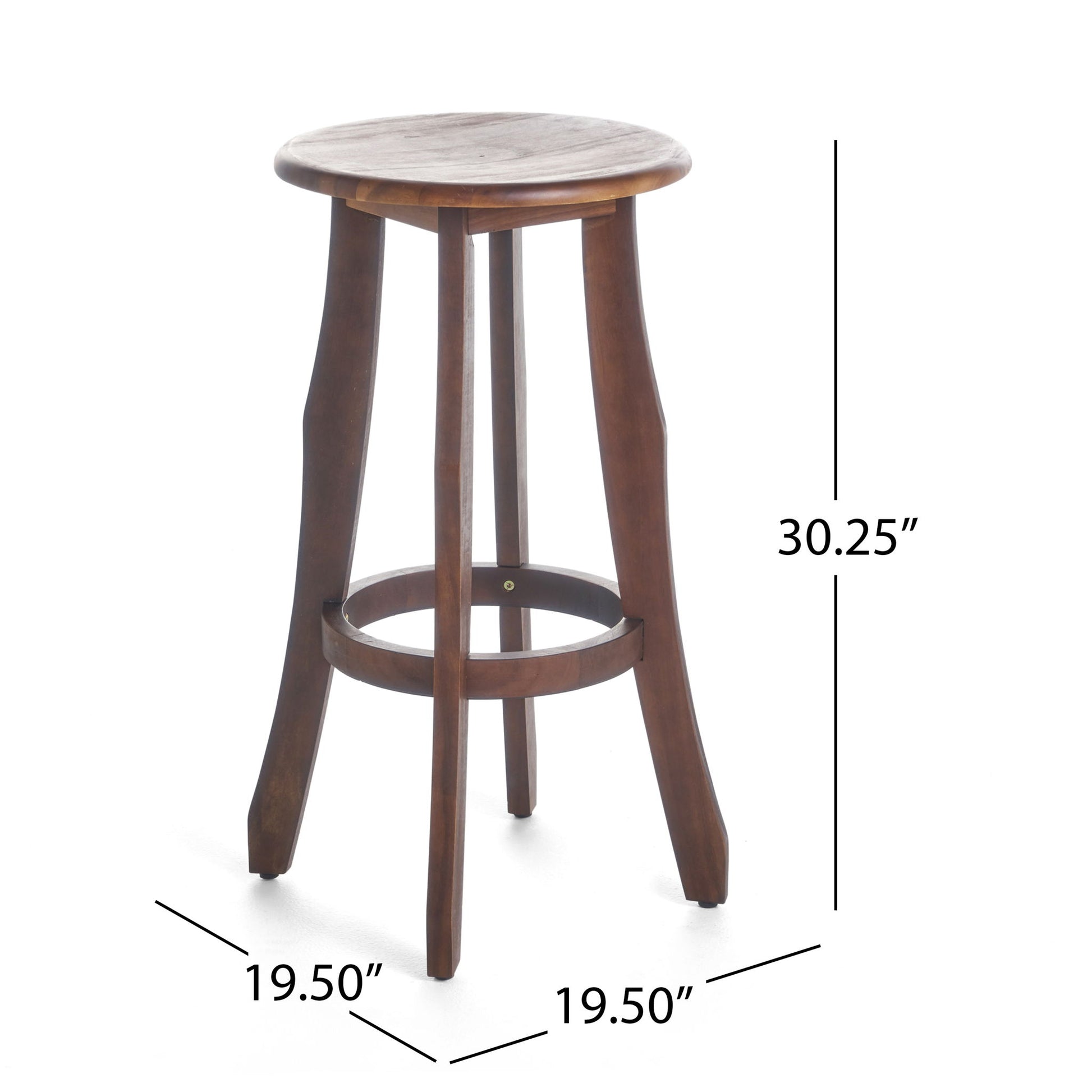 Primrose - Outdoor Acacia Wood Barstools With Foot Rest, (Set of 2) - Dark Brown Noble House