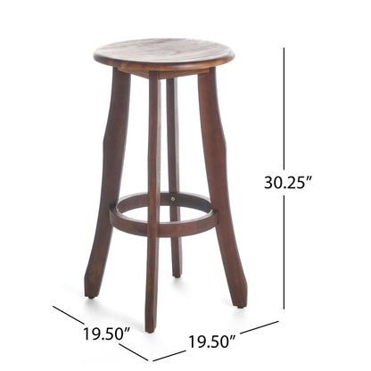 Primrose - Outdoor Acacia Wood Barstools With Foot Rest, (Set of 2) - Dark Brown Noble House