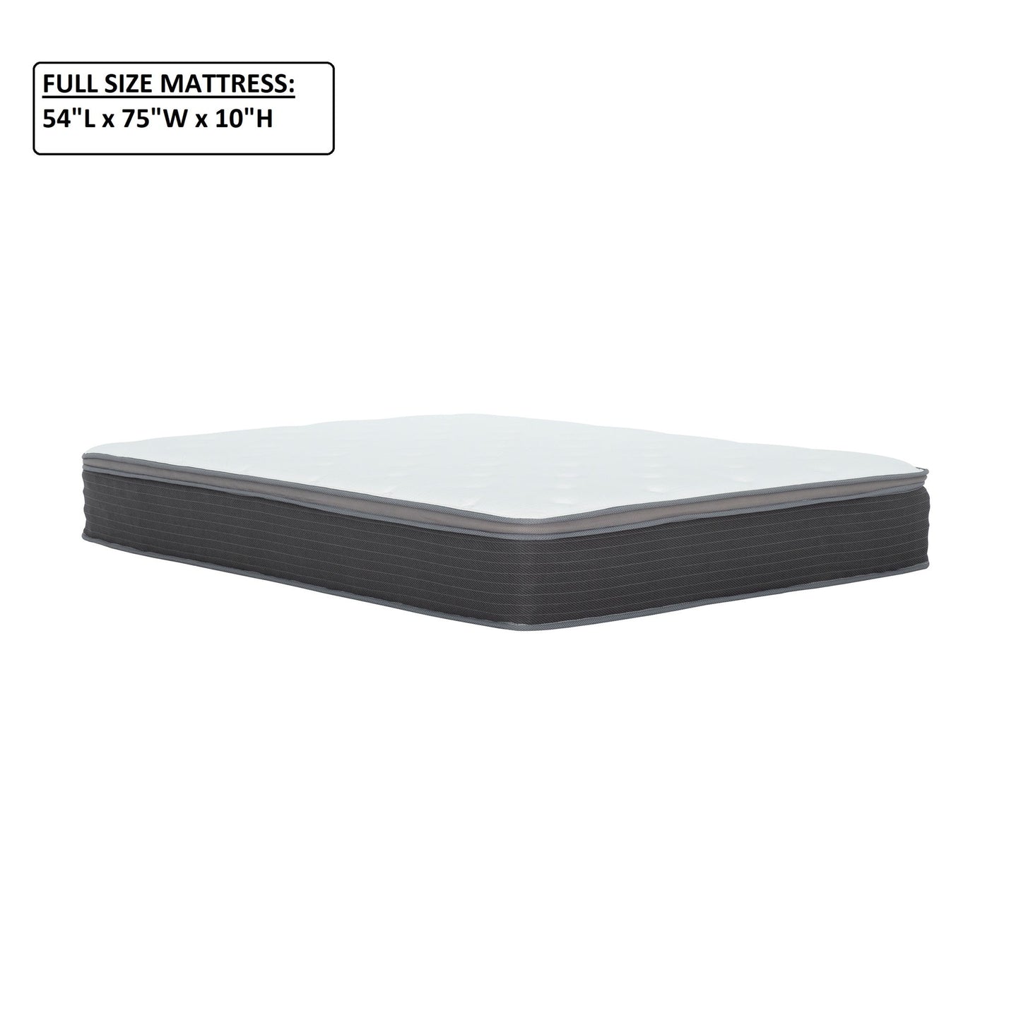 10" Full Size Hybrid Mattress In A Box, Gel Memory Foam Mattress Top With Pocket Coil Base - Gray / White Daily Nest