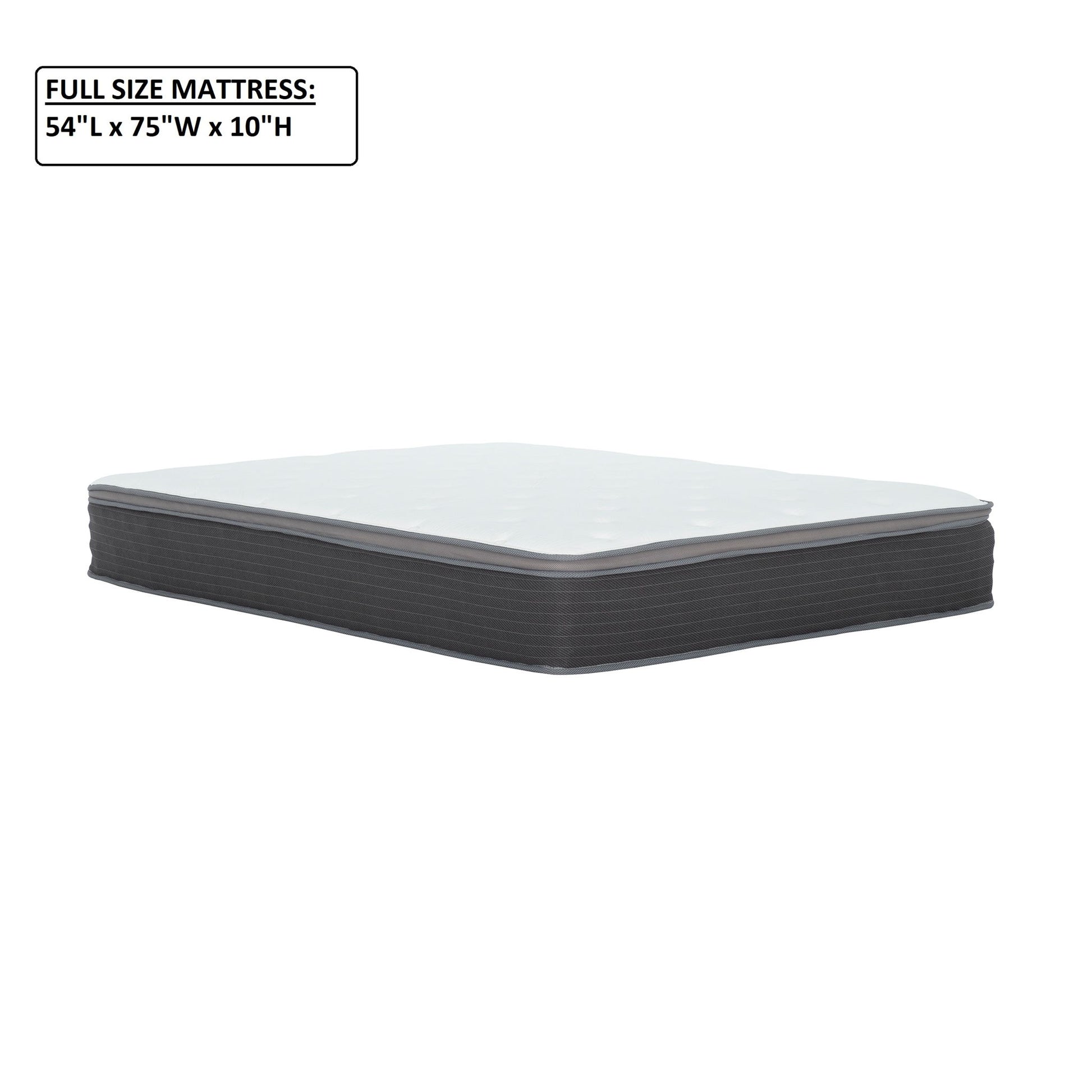 10" Full Size Hybrid Mattress In A Box, Gel Memory Foam Mattress Top With Pocket Coil Base - Gray / White Daily Nest