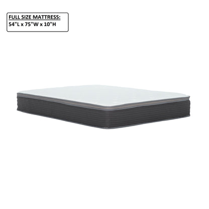 10" Full Size Hybrid Mattress In A Box, Gel Memory Foam Mattress Top With Pocket Coil Base - Gray / White Daily Nest