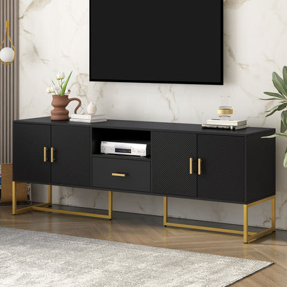 TV Cabinet With 1 Drawer, 2 Cabinets, Handles And Anti-Tip Device Hearth and Haven