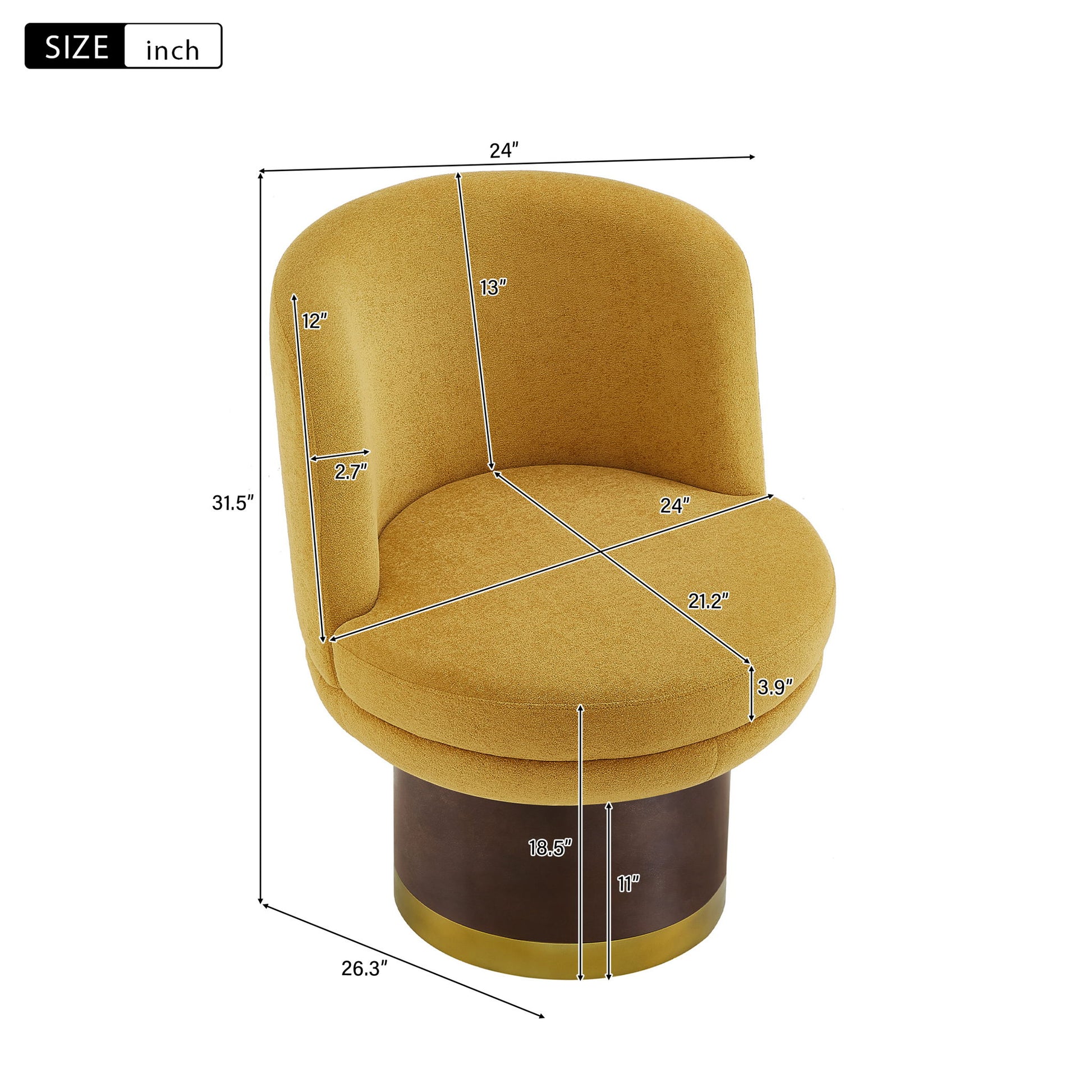Round Swivel Accent Chair With Ergonomic Backrest For Living Room Noble House