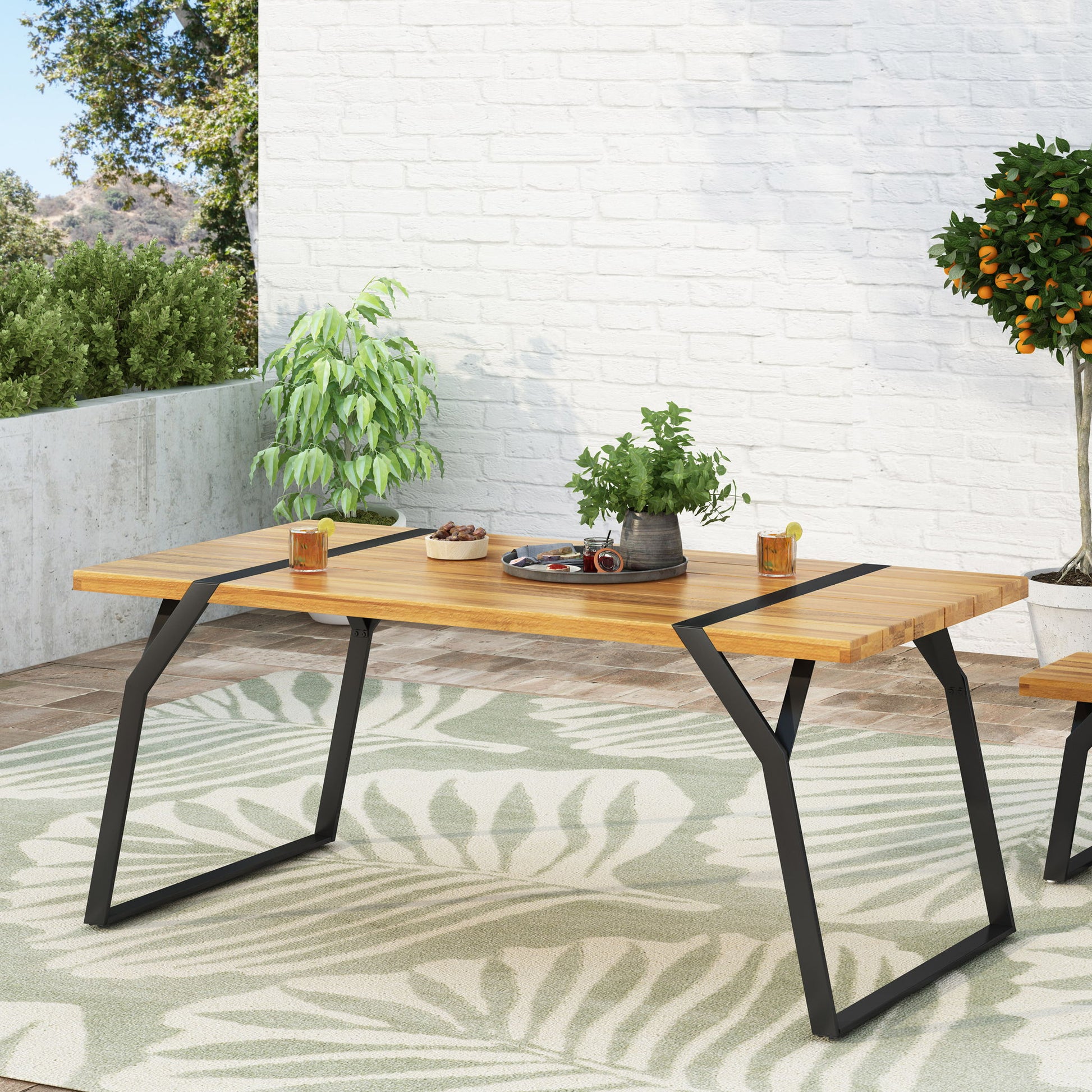 Zora - Dining Table Industrial & Iron Table - Black Noble House