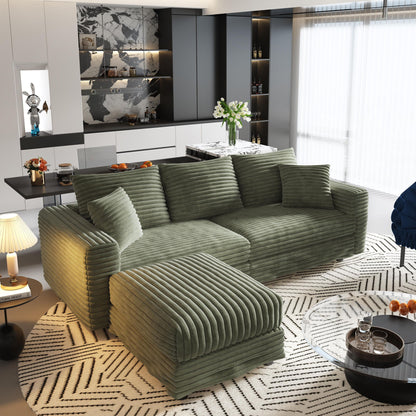 Convertible Deep Seat Sofa With Soft Pillows And Ottomans Home Essentials