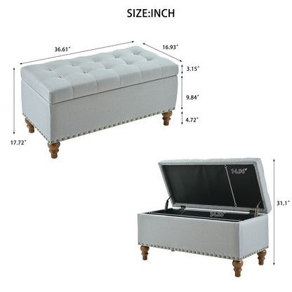 Upholstered Ottoman With Storage And Rivet Trim Home Essentials