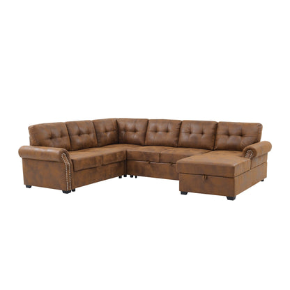 Arm Sectional And Pull Out Bed - Brown Home Essentials